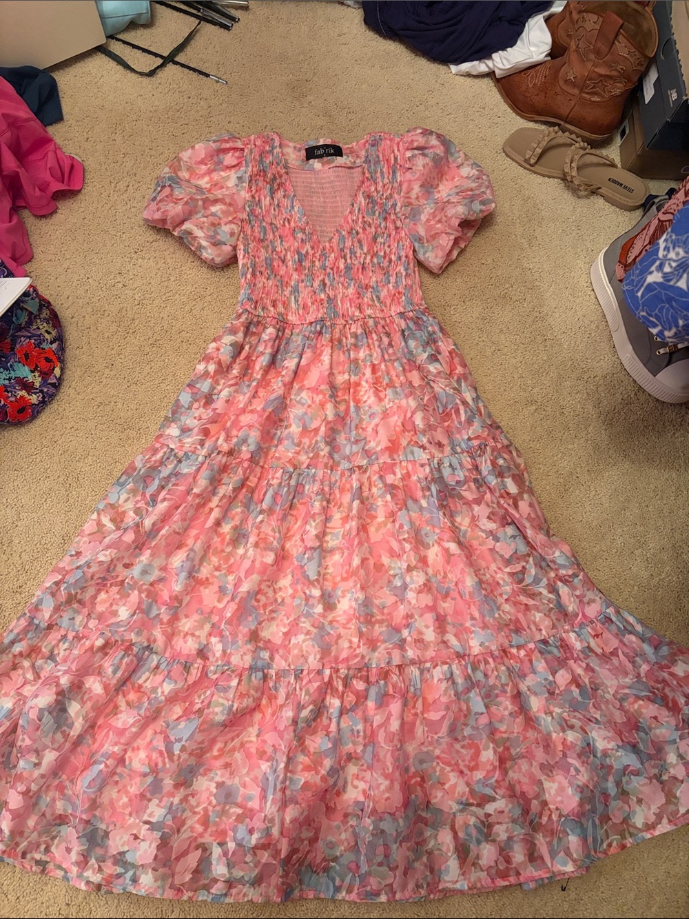 fab'rik Pink Floral Maxi Dress